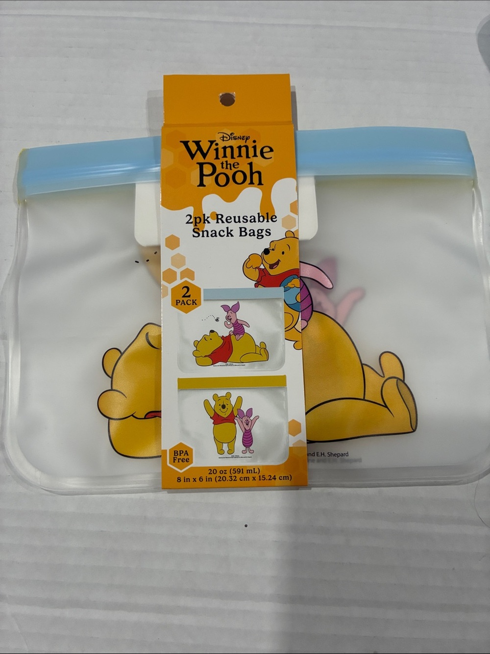 Disney Winnie the Pooh Reusable Snack Bags - Yellow & Light Blue - 2 Pack